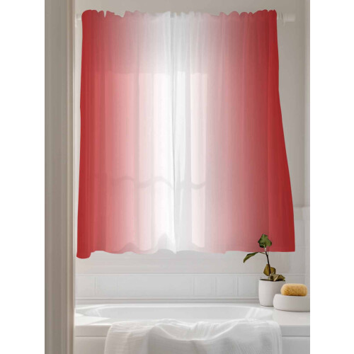 Sheer Voile Curtains Red White Gradient 52x63 Inch Rod 2