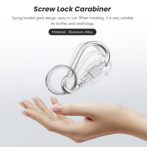 7 Pcs 5# Screw Lock  Multicolor Aluminum Carabiner Hook w Keyring