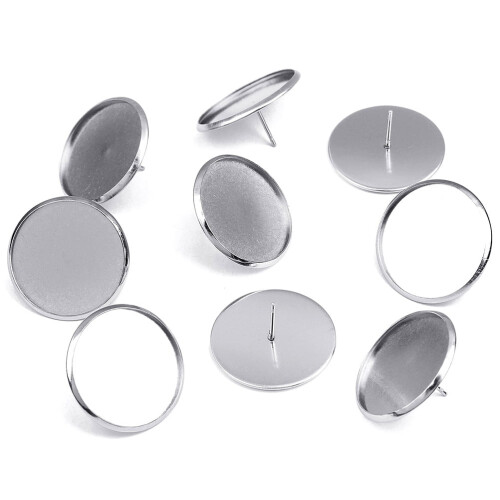 Stainless Steel Earring Posts Round Cup 40 Pcs
