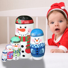 Christmas Nesting Dolls Handmade Wooden Santa 5 pcs