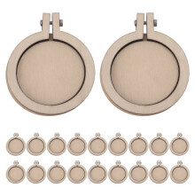 20 Pack Embroidery Hoop Wooden Round Crossing Hoop Wood Hoops Display Frame Circle for DIY Crafts