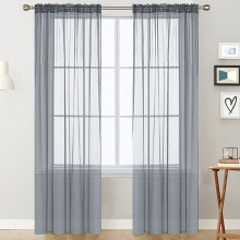 Transparent Window Screen Curtains Grey 52x84 in 2 Panels