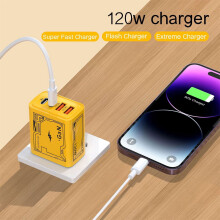 2-in-1 120W GaN fast charger with 2 USB-C and 2 USB-A ports