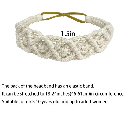 Handmade Knit Crochet Headbands Elastic No-Slip Boho 1