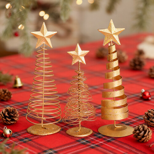 Gold Spiral Christmas Tree Decor with Star Topper 2