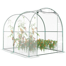 Walk-in Polytunnel Greenhouse with Roll-up Door Transparent Tunnel Greenhouse with Steel Frame and PVC Cover, 2.5 x 2m