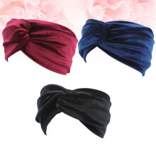 Fabric Hairbands for Women Burgundy Adjustable 3 Pcs