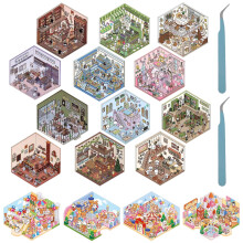 3D House Stickers DIY Set with Tweezers 16 Pieces