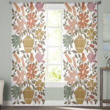 Sheer Curtains Abstract Watercolor Vase Flowers 52x96 Inch