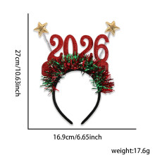New Year's Eve Headband Red Star Tinsel Festive Accessory