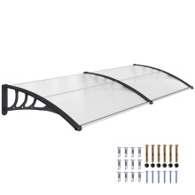 Front Door Canopy Outdoor Awning Aluminium Rigid Plastic Polycarbonate Rain Shelter UV Water Rain Resistant 75 x 195 cm White