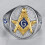 Stainless Steel Masonic Master Mason Ring Blue Gold Two Tone 3