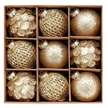 9 Pièce Ornements de Boules de Noël en Mousse Peinte Décoration de Fête de Noël Artisanale de Luxe Nouvelles Sphères de Noël D