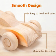 6 Stück Unfertige Holzautos, Holzautos zum Bemalen DIY Kunst- und Bastelset für Kinder, Heim- und Familienhandwerksprojekte