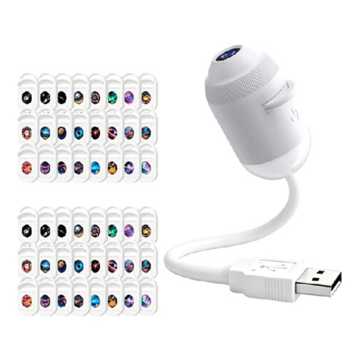 USB Projector Lamp with Clear Image Adjustable Brightness Touch Control 2-in-1 Night Light with 48 Slides