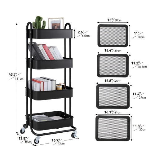 Kitchen Trolley with 2 Locking Wheels and Multiple Shelves
