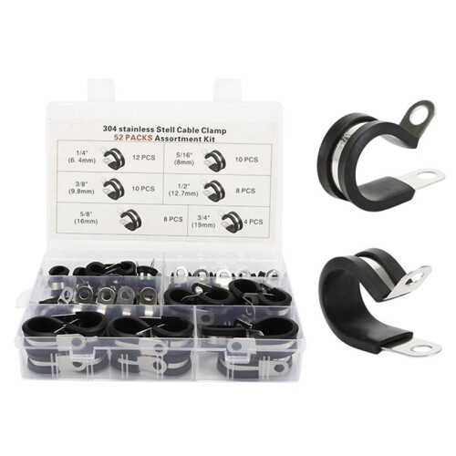 Ensemble de 52 Pinces à Câble de Type R, Pinces à Câble avec Coussinets de Protection, pour Sécuriser les Câbles dans les Conduits.