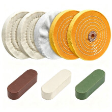8 Pack 6 Inch Polishing Wheel for Bench Grinder, 1/2" Arbor, Cotton & Flannel Buffing Wheels with 3 Polishing Compounds