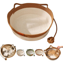 Cutypet Cat Basket Bed Handwoven Cotton Rope Brown Small