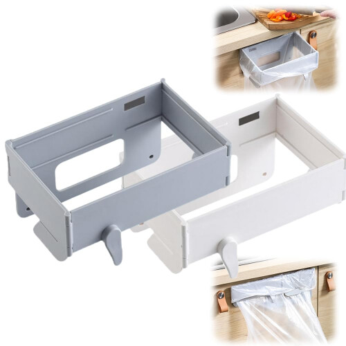 Foldable Trash Bag Holder Wall Mounted Magnetic Cabinet Rack