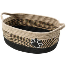 Dog Toy Basket and Bin for Dog Cat Storage, Small Woven Rope Basket for Baby Storage Light and Dark Beige