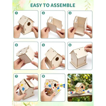 18er Pack DIY Vogelhaus-Kits - 6 Stile Unbehandelte Holzvogelhaus Bastelprojekt für Klassenfeier, Familienaktivität A