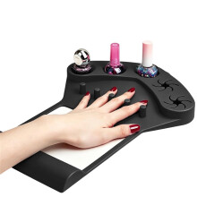 Silicone Nail Arm Rest & Nail Polish Holder,Non-Slip Hand Rest Mat with Finger Separators,Anti-Spill Bottle Stand