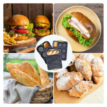 Ensemble de 5 Moules en Silicone pour Petits Pains à Hamburger, Moule à Hot-Dog de 4/6/9 Tasses avec Spatule et Pinceau, Ensemble de pour Moules