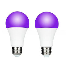 2 Pcs E27 LED Black Light Bulb A19 18W UV Black Light UVA 395nm Glow in the Dark for Blacklights Masquerade Party A