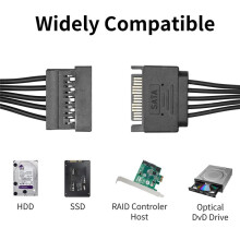 15 Pin Power Splitter 1 To5 Hard Drive HDD SSD Power Supply Cable Cord Extension Cable Hard Disk Expansion Cable