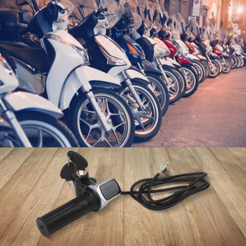 Electric Scooter Throttle Grips with Key Lock, LCD Display, 2