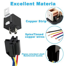 JD1914 5PCS 12V 5pin 40A Car Relay with SPDT Harness Sockets for Automotive Truck Van Motorcycle Boat