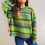 Women's Rainbow Striped Cable Knit Sweater 5