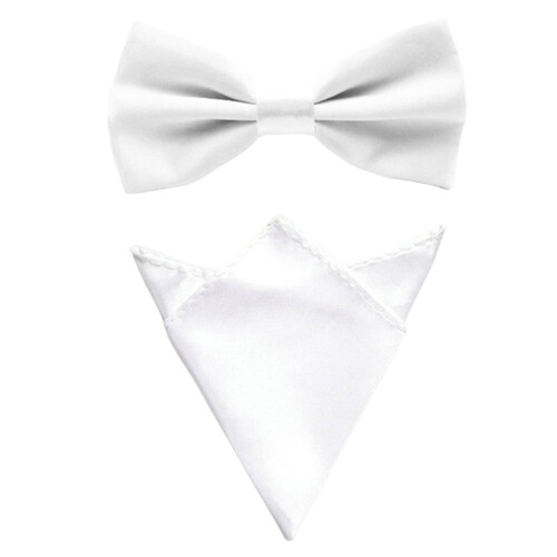 Men's Satin Solid Bow Tie and Pocket Square Set