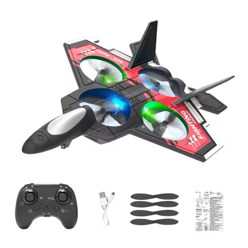 Foam RC Airplane 2.4G with 360 Spin and Lights Red