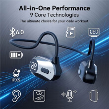 Casque  6.0 à Conduction Osseuse qui Ne Fait Pas Mal Aux Oreilles, Casque Étanche IPX5 pour  les Entraînements, Noir