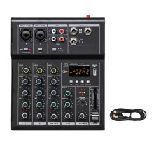 4 Channels USB Mixer Professional Portable Audio Interface Sound Card Console for Guitar Recording Studio Singing A
