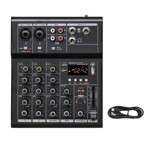 4 Channels  USB Mixer Professional Portable Audio Interface Sound Card Console for Guitar Recording Studio Singing A 1
