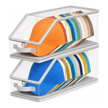 2PCS Stackable Hat Storage for Baseball Caps, Clear Hat Organizer for Closet Holds to 24 Caps, Men'S Hat Box Display