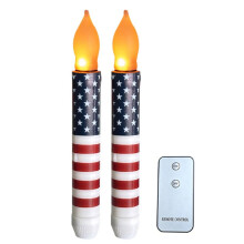 2PCS LED Flameless Candles with Remote Control Taper Candles Patriotic Table Centerpieces Holiday Decor Warm White