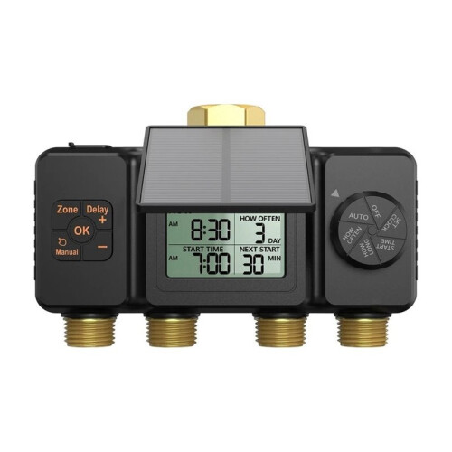 Solar Irrigation Timer Automatic Irrigation System 4Zone  Irrigation Controller for Garden Outdoor Tap Valve BSP3/4