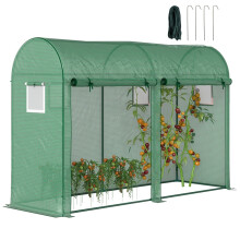 Walk-in Greenhouse, Tomato Greenhouse with Double Doors & 4 Windows, Garden Plant Growth Green House with PE Cover, Steel Frame, Green, 3 x 1 x 2 m