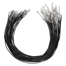 24PCS Cord Necklace, 20 in Waxed Necklace Cords for Pendants, Black String Necklace with Clasp for DIY Jewelry Making