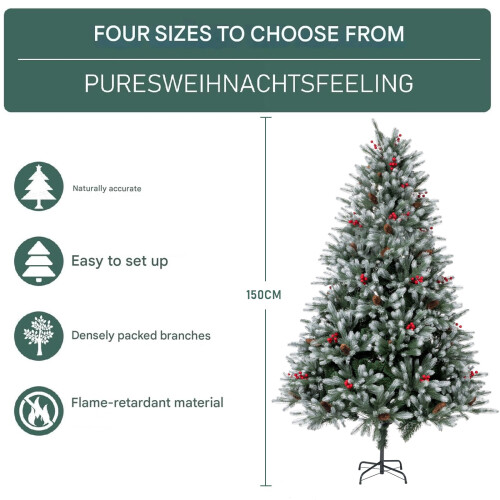 Artificial Christmas Tree 5FT with Pine Cones Berries and 1