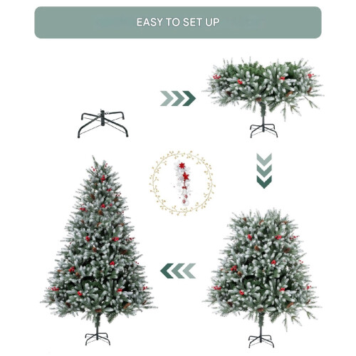 Artificial Christmas Tree 5FT with Pine Cones Berries and 2