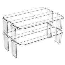 Organisateur de Rangement Transparent pour Réfrigérateur en Pack de 2, Étagère Empilable pour le Rangement des Bouteilles D'Épices Alimentaires