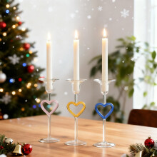 Blue Heart Glass Candlestick Holder 1 Piece