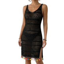 Women's Crochet Swimsuit Cover-Up Hollow-Knit Bikini Dress