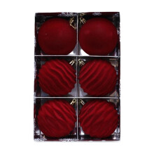 Velvet Christmas Balls Red 3.15 Inch 6-Pack Shatterproof