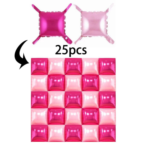 Square Foil Balloons Wall Backdrop 25 pcs double-sided 2